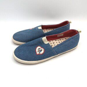 Disney  x Junk Food Minnie & Mickey Mouse Slip on Shoes, Blue Denim Women's 6